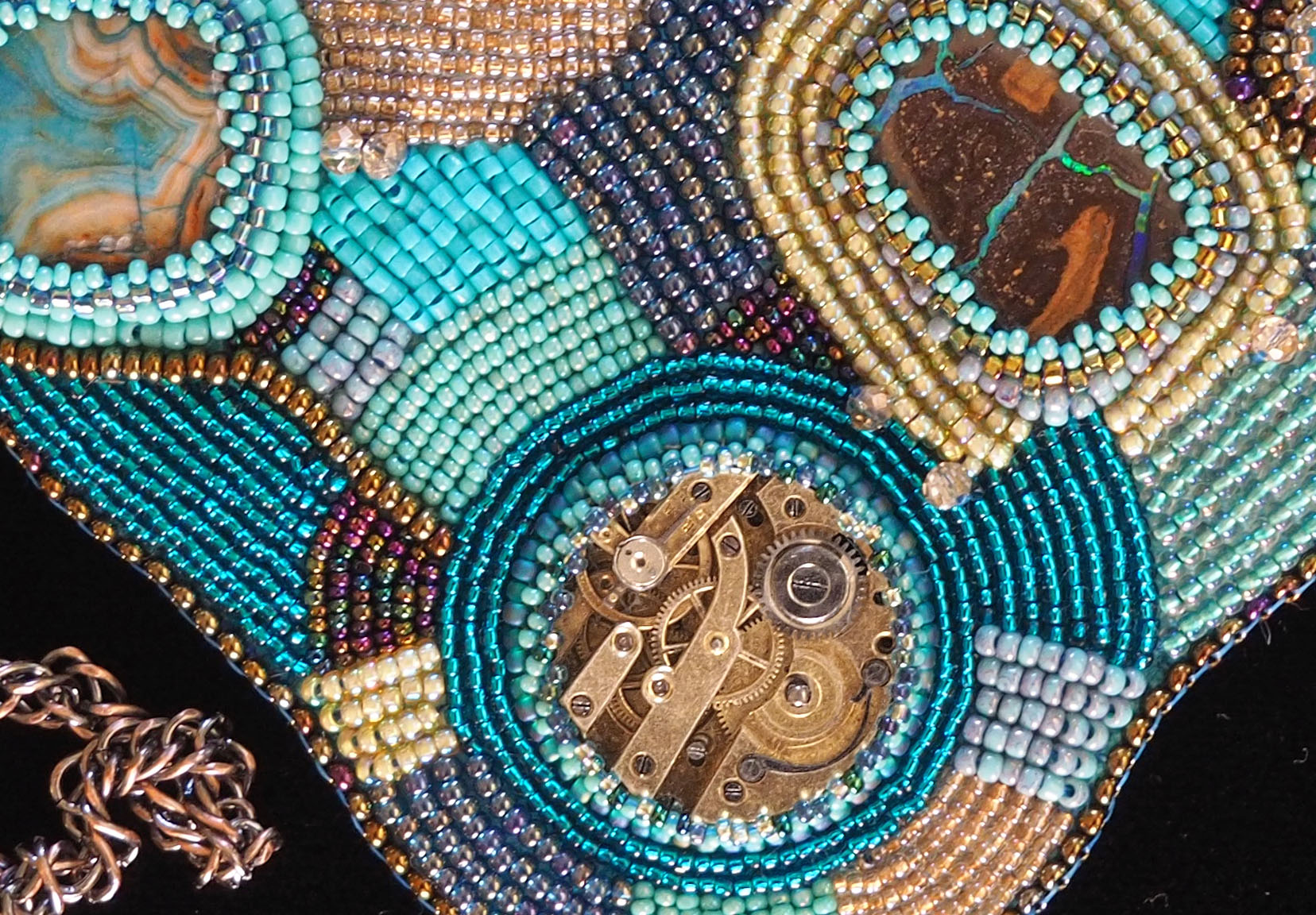 Time Stands Still Nead Embroidered Necklace