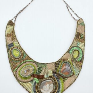 Stone & Bead Embroidered Necklace